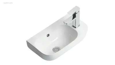 1x Fontein - Waskom - Hoogglans Wit - Keramiek – kavel bij Auctim, Free delivery within 1-3 weeks after receipt of payment