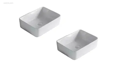 1 set Waskommen - Wit - Rechthoek - Keramiek – kavel bij Auctim, Free delivery within 1-3 weeks after receipt of payment