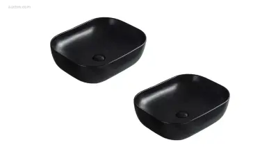 1 set Waskommen - Mat Zwart - Keramiek – kavel bij Auctim, Free delivery within 1-3 weeks after receipt of payment