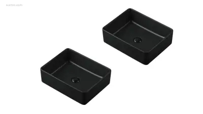 1 set Waskommen - Mat Zwart - Rechthoek – kavel bij Auctim, Free delivery within 1-3 weeks after receipt of payment