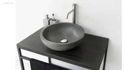 1x Waskom - Beton - Dusk Grey - Rond – kavel bij Auctim, Free delivery within 1-3 weeks after receipt of payment