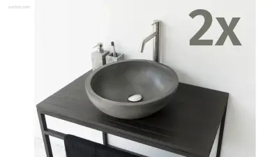 1 set Waskommen - Beton - Dusk Grey - Rond – kavel bij Auctim, Free delivery within 1-3 weeks after receipt of payment