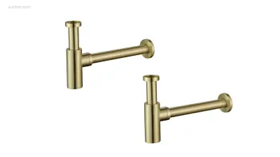 1 set Sifons - Geborsteld Goud - Messing – kavel bij Auctim, Free delivery within 1-3 weeks after receipt of payment
