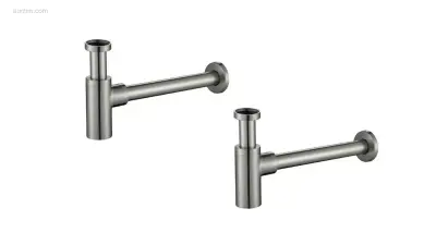 1 set Sifons - Geborsteld RVS - Messing – kavel bij Auctim, Free delivery within 1-3 weeks after receipt of payment