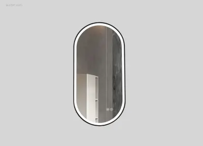 1x LED Spiegel 120cm - Mat Zwart - Verwarming – kavel bij Auctim, Free delivery within 1-3 weeks after receipt of payment