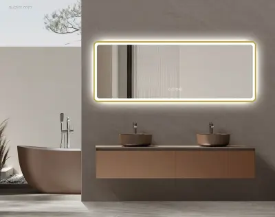 1x LED Spiegel 160cm - Goud - Tijdsaanduiding – kavel bij Auctim, Free delivery within 1-3 weeks after receipt of payment