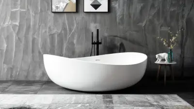 1x Vrijstaand bad - Mat Wit - 180x110x62cm – kavel bij Auctim, Free delivery within 1-3 weeks after receipt of payment