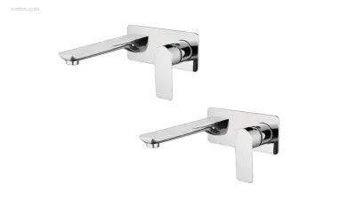 1 set Inbouw Muurkranen - Chroom – kavel bij Auctim, Free delivery within 1-3 weeks after receipt of payment