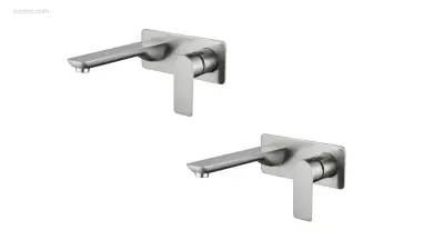 1 set Inbouw Muurkranen - Geborsteld RVS – kavel bij Auctim, Free delivery within 1-3 weeks after receipt of payment