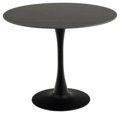 Eettafel Malta - 90x75cm - keramiek en staal - zwart marmer – kavel bij Openbare Verkopen, Beveren-Leie