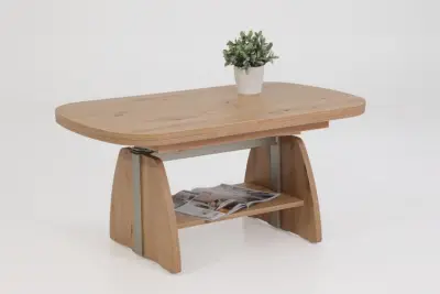 Salontafel Vienna 108/157x67x52/71 cm-artisanale eik – kavel bij Openbare Verkopen, Beveren-Leie