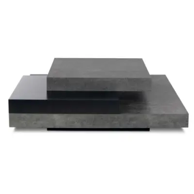 Salontafel Slato 90x90 met 3 niveaus - beton/zwart – kavel bij Openbare Verkopen, Beveren-Leie