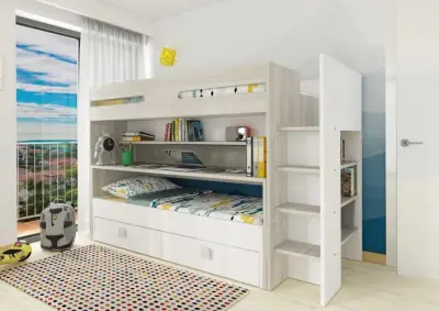 Hoogslaper Billy met bureau - wit – kavel bij Openbare Verkopen, Beveren-Leie
