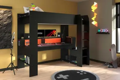Zwart Hoogslaper met bureau Raider 90x200cm – kavel bij Openbare Verkopen, Beveren-Leie
