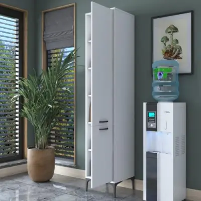 JE111 - 2949 Multifunctionele kast | 100% MELAMINE | Wit – kavel bij Openbare Verkopen, Beveren-Leie