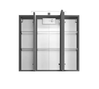 Spiegelkast Bobbi 80cm model 2 3 deuren & ledverlichting - grafiet – kavel bij Openbare Verkopen, Beveren-Leie