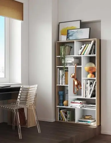 Boekenkast Bangkok - eik/wit – kavel bij Openbare Verkopen, Beveren-Leie