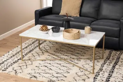 Salontafel Alisma 120x60cm - wit marmer/ goud – kavel bij Openbare Verkopen, Beveren-Leie
