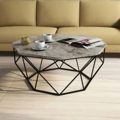 Diamond Salontafel | 100% MELAMINE | Wit – kavel bij Openbare Verkopen, Beveren-Leie