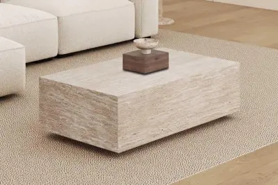 Salontafel Jane - 120x70x38cm - travertijn – kavel bij Openbare Verkopen, Beveren-Leie