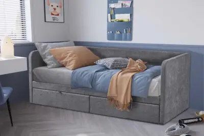 Kajuitbed Parma - 90x200cm - met 2 lades - grijs – kavel bij Openbare Verkopen, Beveren-Leie