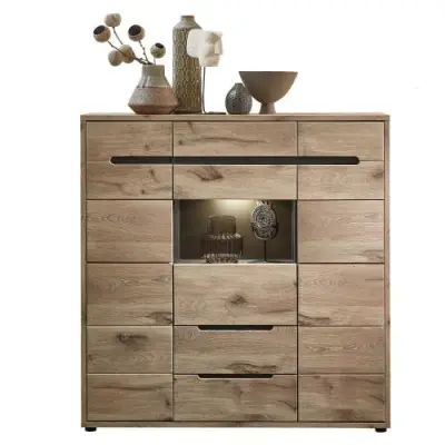 Buffetkast Bellini 125cm 3 deuren & 2 lades - eik/antraciet – kavel bij Openbare Verkopen, Beveren-Leie