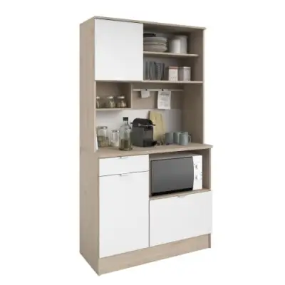 Buffetkast Lydia 100cm, 3 deuren & 1 lade - wit/eik decor – kavel bij Openbare Verkopen, Beveren-Leie