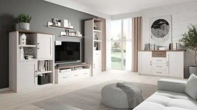Open kast Larnaca 106cm met 2 deuren - wit – kavel bij Openbare Verkopen, Beveren-Leie