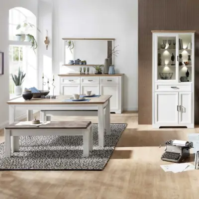 Dressoir Samine 3 lades 3 deuren - wit/eik – kavel bij Openbare Verkopen, Beveren-Leie
