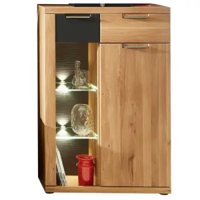 Commode Blanka 80cm 1 deur & 2 lades - eik/antraciet – kavel bij Openbare Verkopen, Beveren-Leie