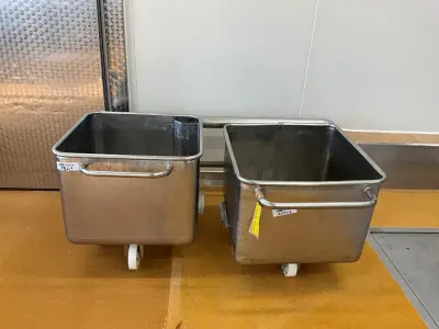 Set of 2 Stainless Steel Rolling Containers – kavel bij Dome Auctions, Kingersheim