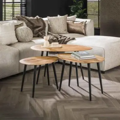 Set van 3 salontafels Auranne-massief acacia – kavel bij Openbare Verkopen, Beveren-Leie