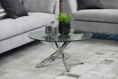 Salontafel Hennie 82cm - glazen tafelblad – kavel bij Openbare Verkopen, Beveren-Leie