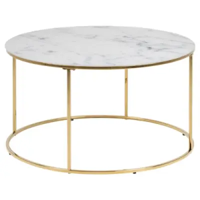 Salontafel Dejan 80cm - goud/wit marmer – kavel bij Openbare Verkopen, Beveren-Leie
