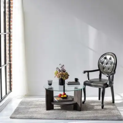 Locelso Salontafel | 100% Gehard Glas | Frame van Grenen | Antraciet – kavel bij Openbare Verkopen, Beveren-Leie