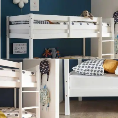 Stapelbed Maren 90x200 - met lattenbodems - wit – kavel bij Openbare Verkopen, Beveren-Leie