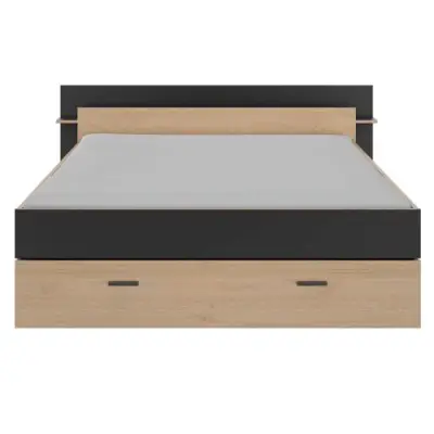 Bed met opbergruimte Eveline 160x200 - zwart/kastanjehout – kavel bij Openbare Verkopen, Beveren-Leie