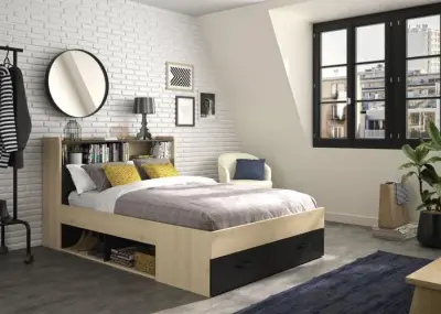 Twijfelaar met opbergladen Sabia | 140 x 190 | Châtaignier-design – kavel bij Openbare Verkopen, Beveren-Leie