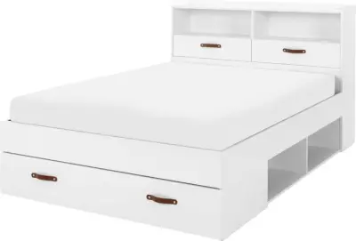 Tweepersoonsbed Sabri 140x190cm, 3 lades - wit – kavel bij Openbare Verkopen, Beveren-Leie
