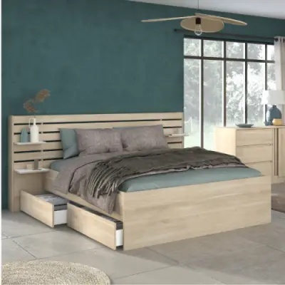 Tweepersoonsbed Tokio 160x200cm-eikdecor/wit – kavel bij Openbare Verkopen, Beveren-Leie