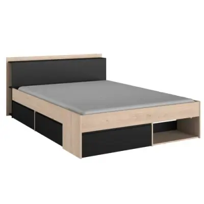 Bed Most 140x190/200cm met lades - zwart – kavel bij Openbare Verkopen, Beveren-Leie