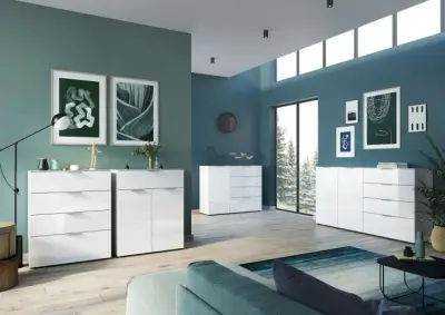 Commode Dudek 83cm met 2 deuren & 1 lade - wit – kavel bij Openbare Verkopen, Beveren-Leie