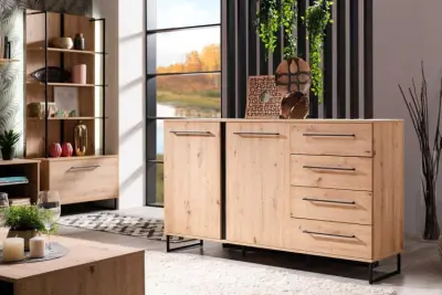 Dressoir Hoggas 159cm 4 deuren & 2 lades - eik – kavel bij Openbare Verkopen, Beveren-Leie