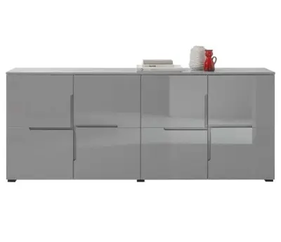 Commode Seta met 4 deuren - hoogglans grijs – kavel bij Openbare Verkopen, Beveren-Leie