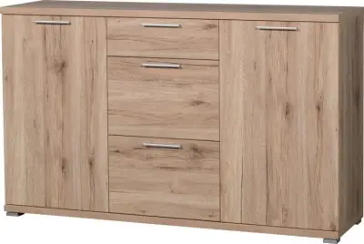 Dressoir Tosun 144 cm met 2 deuren & 3 lades - eik – kavel bij Openbare Verkopen, Beveren-Leie