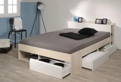 Bed Most 140x190/200cm met lades - acacia – kavel bij Openbare Verkopen, Beveren-Leie