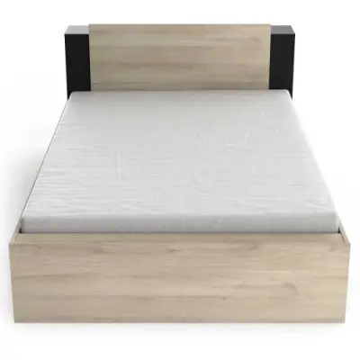 Bed Maura met opbergruimte 140 x 190cm/200 cm-Kronberg eik/matzwart – kavel bij Openbare Verkopen, Beveren-Leie