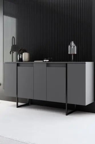 Luxe CO Console | 100% MELAMINE | Antraciet, Zwart – kavel bij Openbare Verkopen, Beveren-Leie
