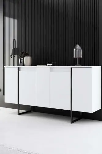 Luxe CO Console | 100% MELAMINE | Wit, Zwart – kavel bij Openbare Verkopen, Beveren-Leie