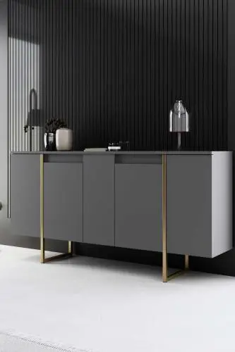 Luxe CO Console | 100% MELAMINE | Antraciet, Goud – kavel bij Openbare Verkopen, Beveren-Leie
